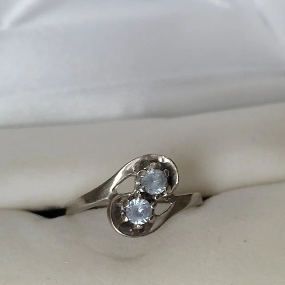 1960s Blue Topaz Ring 10k Vintage White Gold Dason December Birthstone - Picture 10 of 15